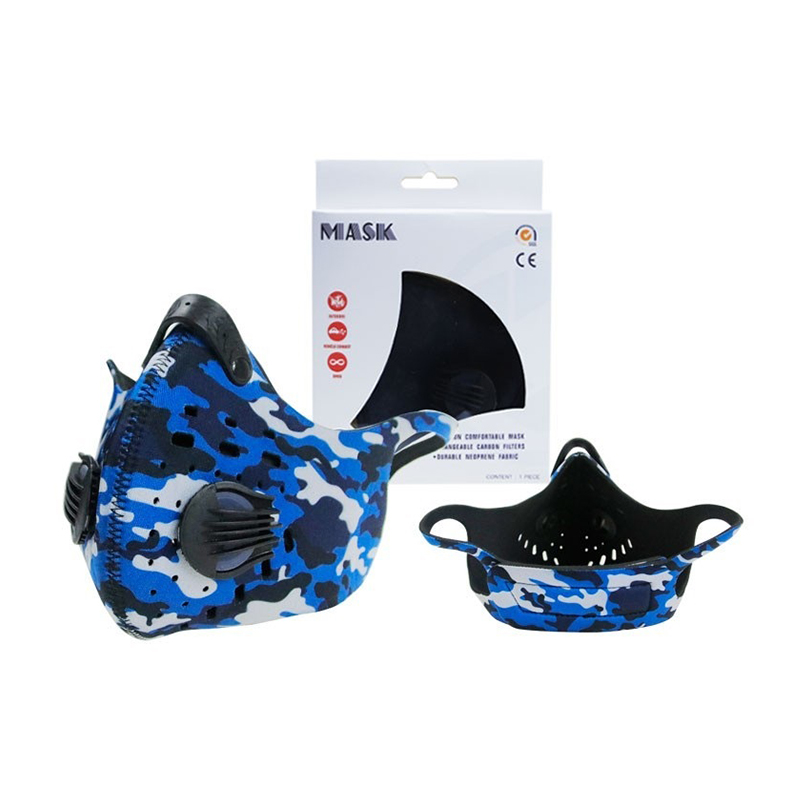 Outdoor Blue Camo Atemmaske zum Laufen 