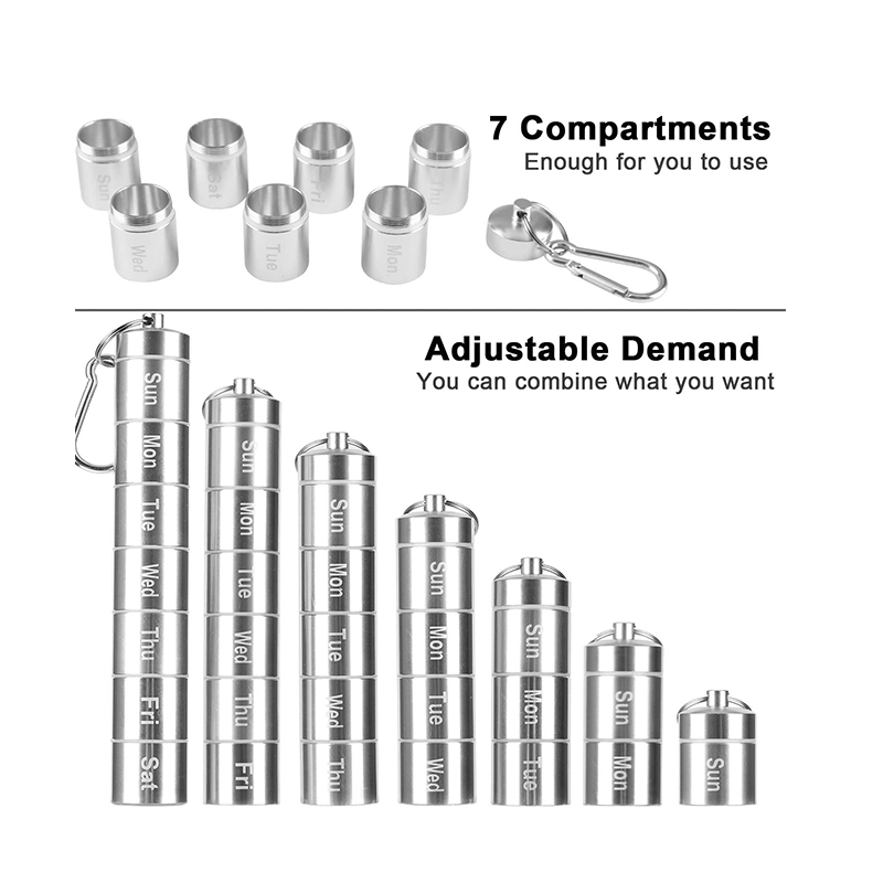 Wasserdichter tragbarer Pillenhalter aus Metall und Aluminium 