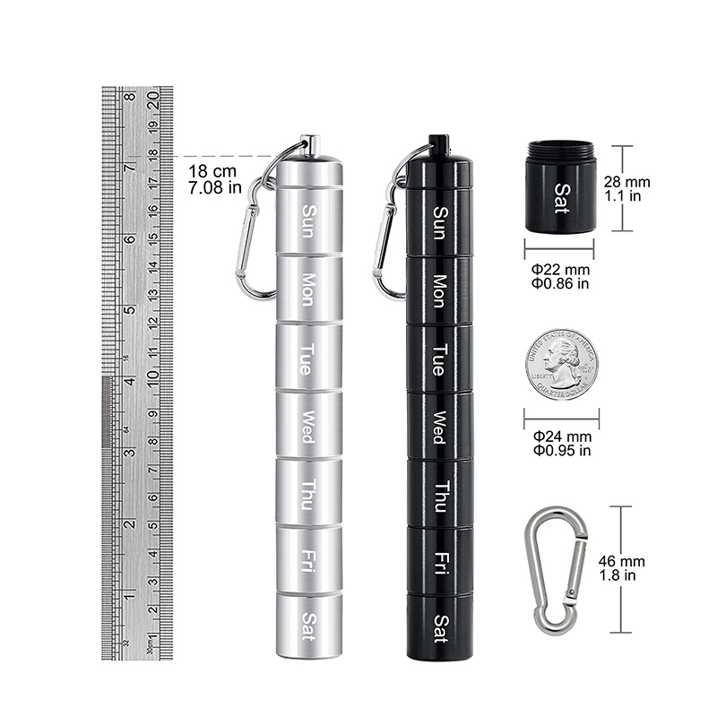 Wasserdichter tragbarer Pillenhalter aus Metall und Aluminium 