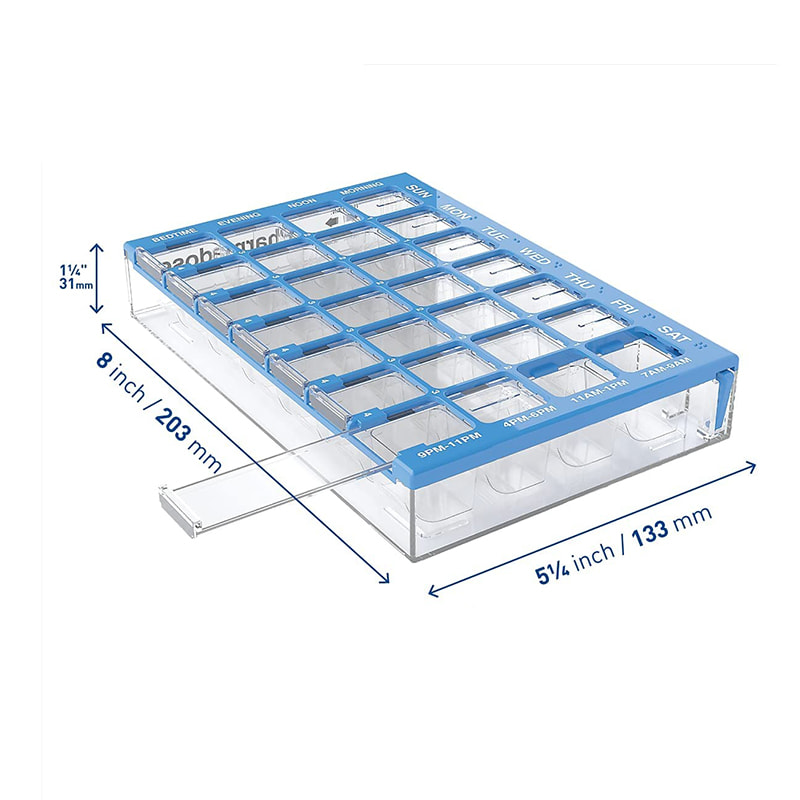 Home Weekly 4 Times a Day Pillenbox mit transparentem Deckel 