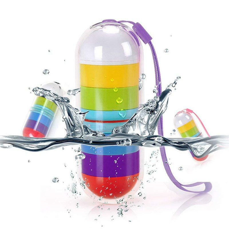 Regenbogenfarbener wasserdichter 7-Tage-Medikamententabletten-Organizer 