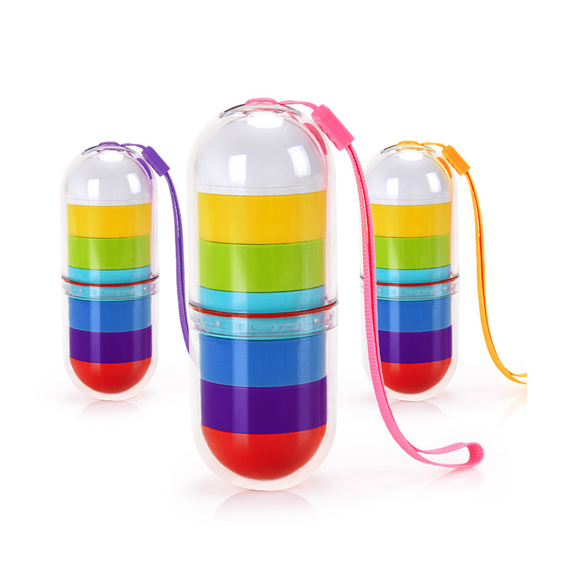 Regenbogenfarbener wasserdichter 7-Tage-Medikamententabletten-Organizer 